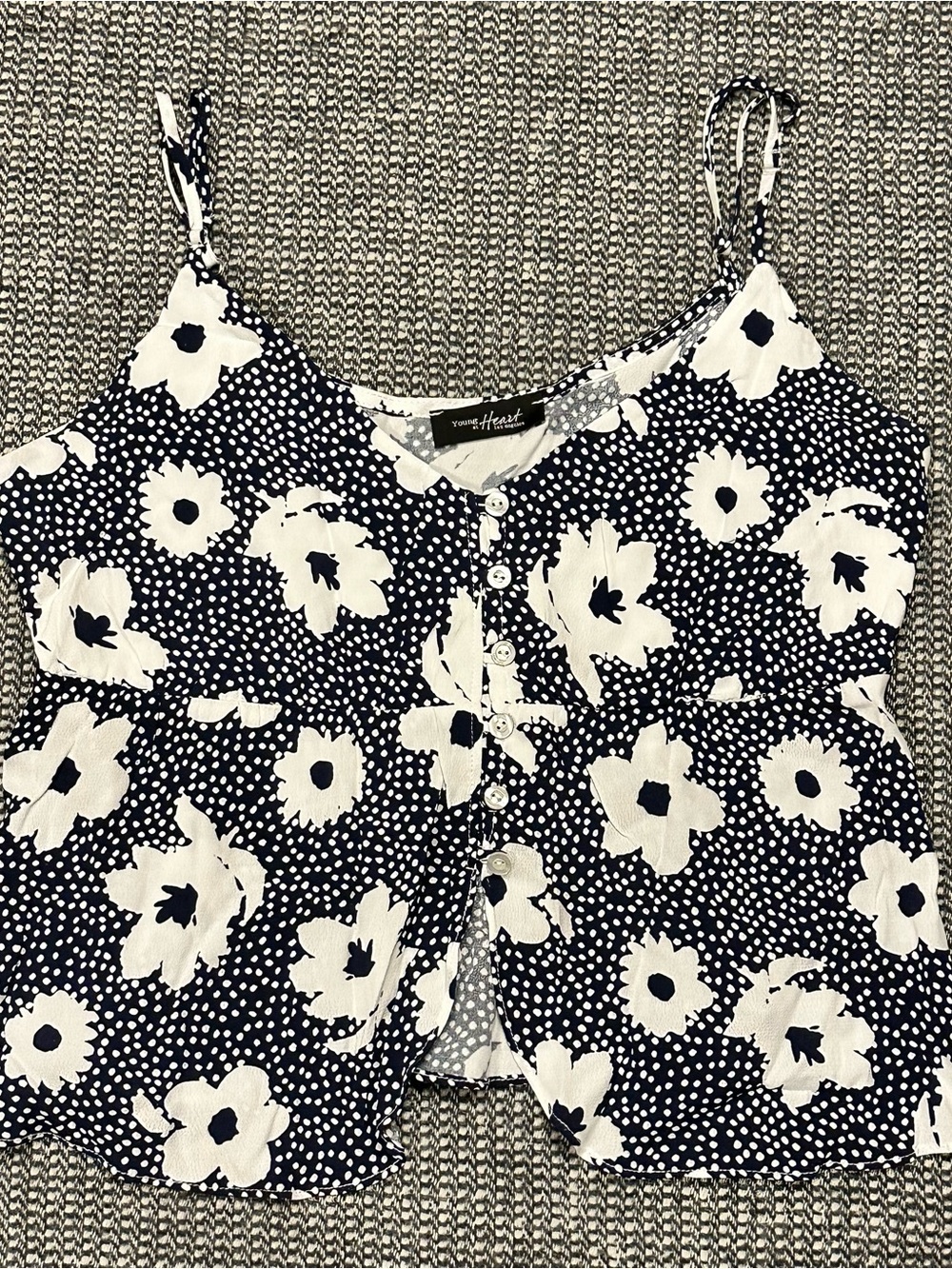 Floral Navy & White Spaghetti Strap Cami by Young At Heart